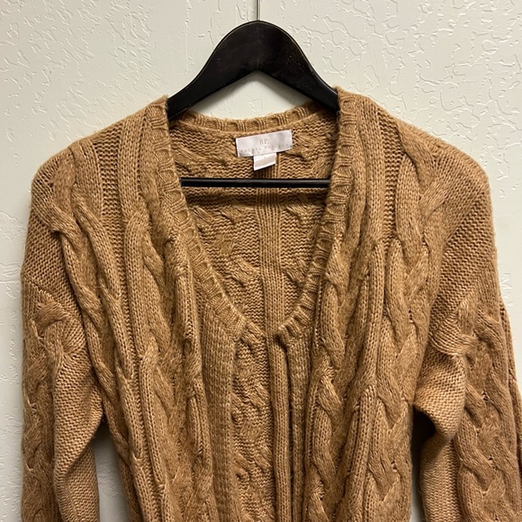 Rachel Parcell Cable Knit Chunky Cardigan Sweater Camel Size 8 - Picture 6 of 16